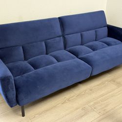 Velvet Sofa Chaise-Lounge Sleeper Couch