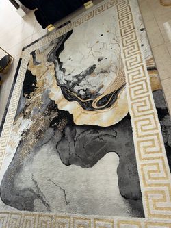 Black gold cream marble rug, Harwin
