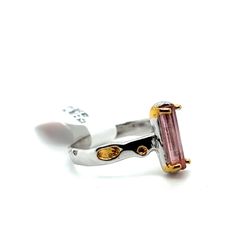 925 Sterling Silver Two Tone Womens Tourmaline Gemstone Size 6 2.10grams 160693  11