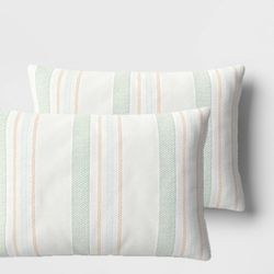 2 pkTextured Yarn-Dyed Cotton Lumbar Throw Pillow from Room Essentials™.