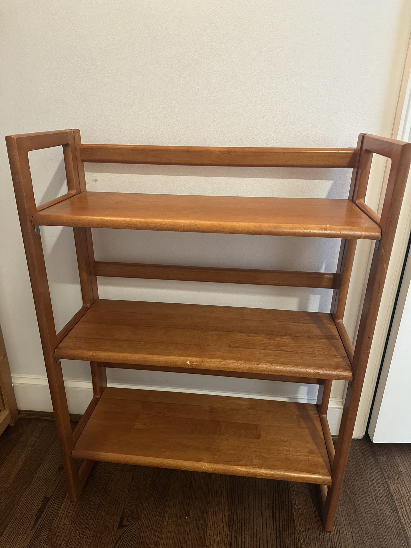 Solid Brown Wood Folding Bookshelf office furniture organizing shelves shelf collapsible storage