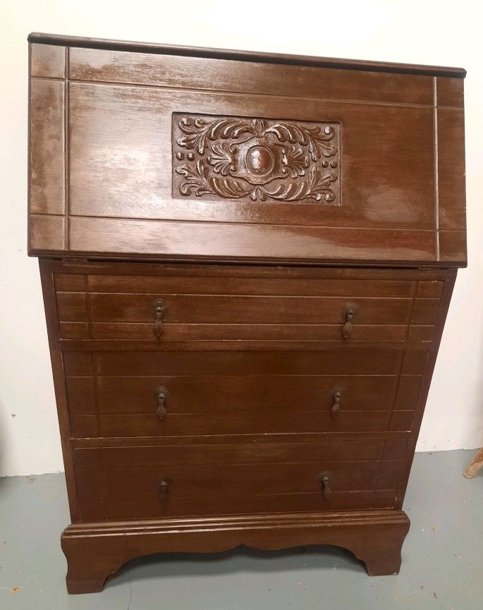 Antique solid wood drop down Secretary Desk - $175