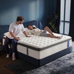 QUEEN 14”Hybrid Mattress in a Box, Gel Memory Foam Individually Wrapped Pocket Coils-$200 FIRM