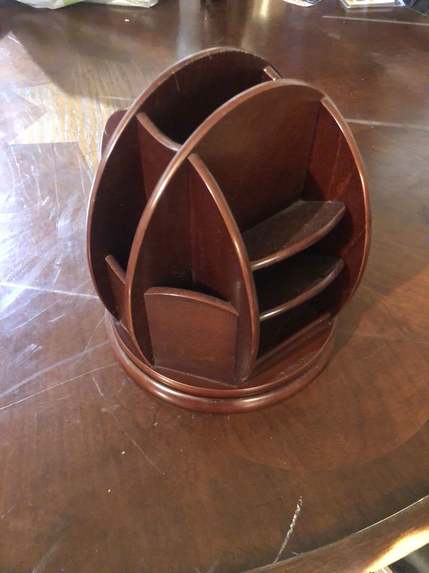 Circular Wood Desk Organizer Lazy Susan