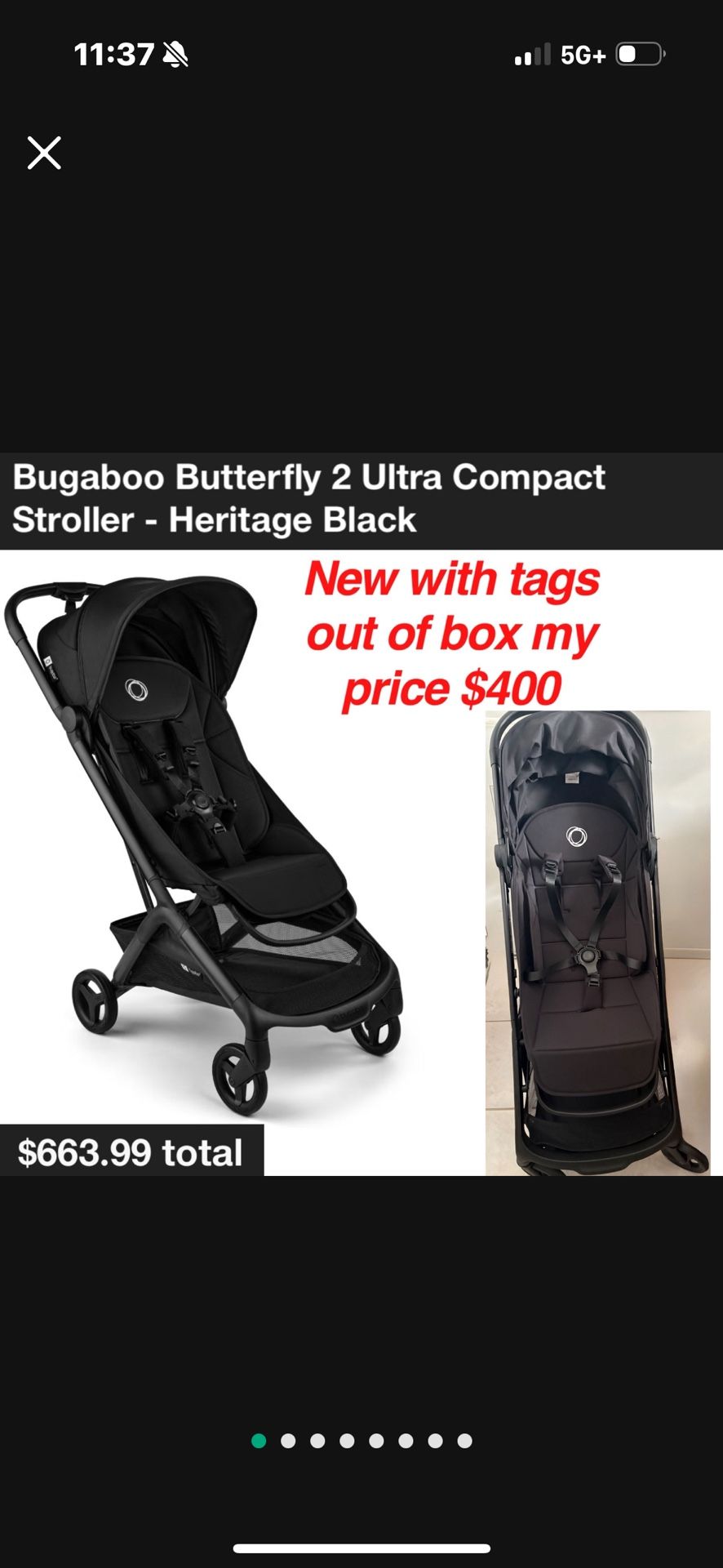 New out.of box. But has tags never used Bugaboo Butterfly 2. Black The ultra-compact, one-second fold travel stroller $400 firm 🚨Cash only East Palmd