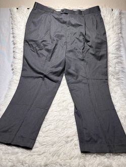 Alan Flusser Mens Dress Pants 40x30 Gray Pleated Cuffed