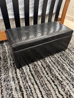 Black Croc Embossed Storage Ottoman