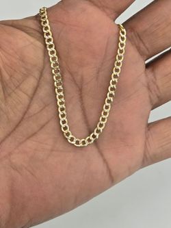 10kt Real Gold Cuban Curb Diamond Cut Bracelet 3.5 mm 7 Inch