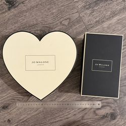 Jo Malone Cream Heart Box and Black Rectangular Box Set with Blue Strap