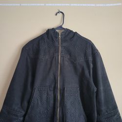 Louis Vuitton Monogram Detail Hooded Denim Jacket