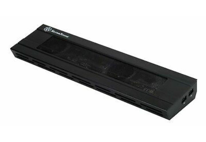 SilverStone NB02B Aluminum Notebook Docking Station w/Cooling Fan (Black) NEW