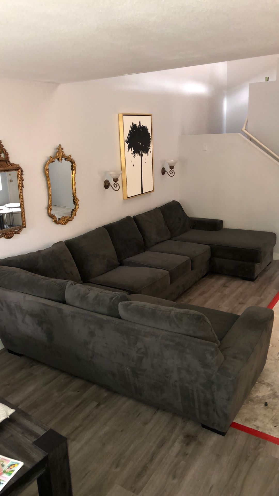 Dark Grey Couch Three Piece Sectional