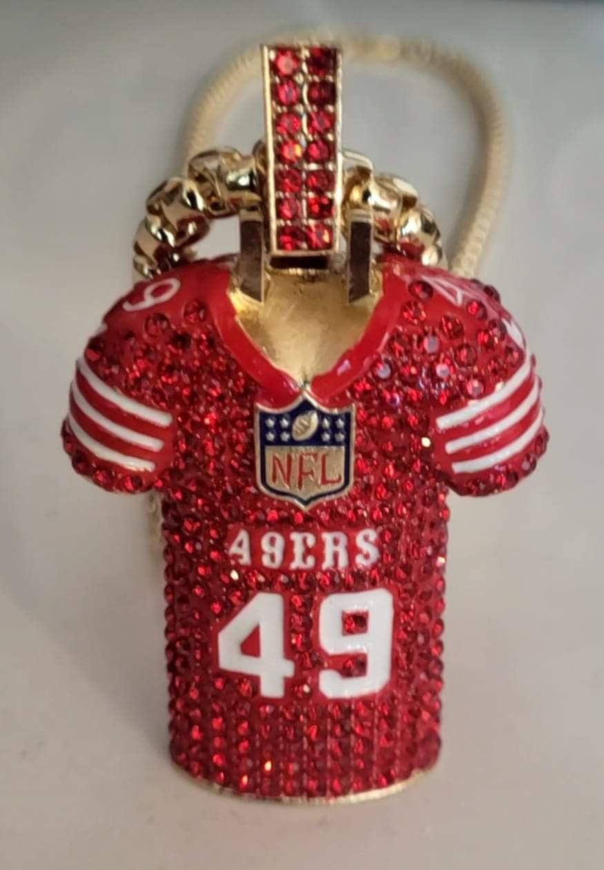 49ers bling jersey medallion with chain!!