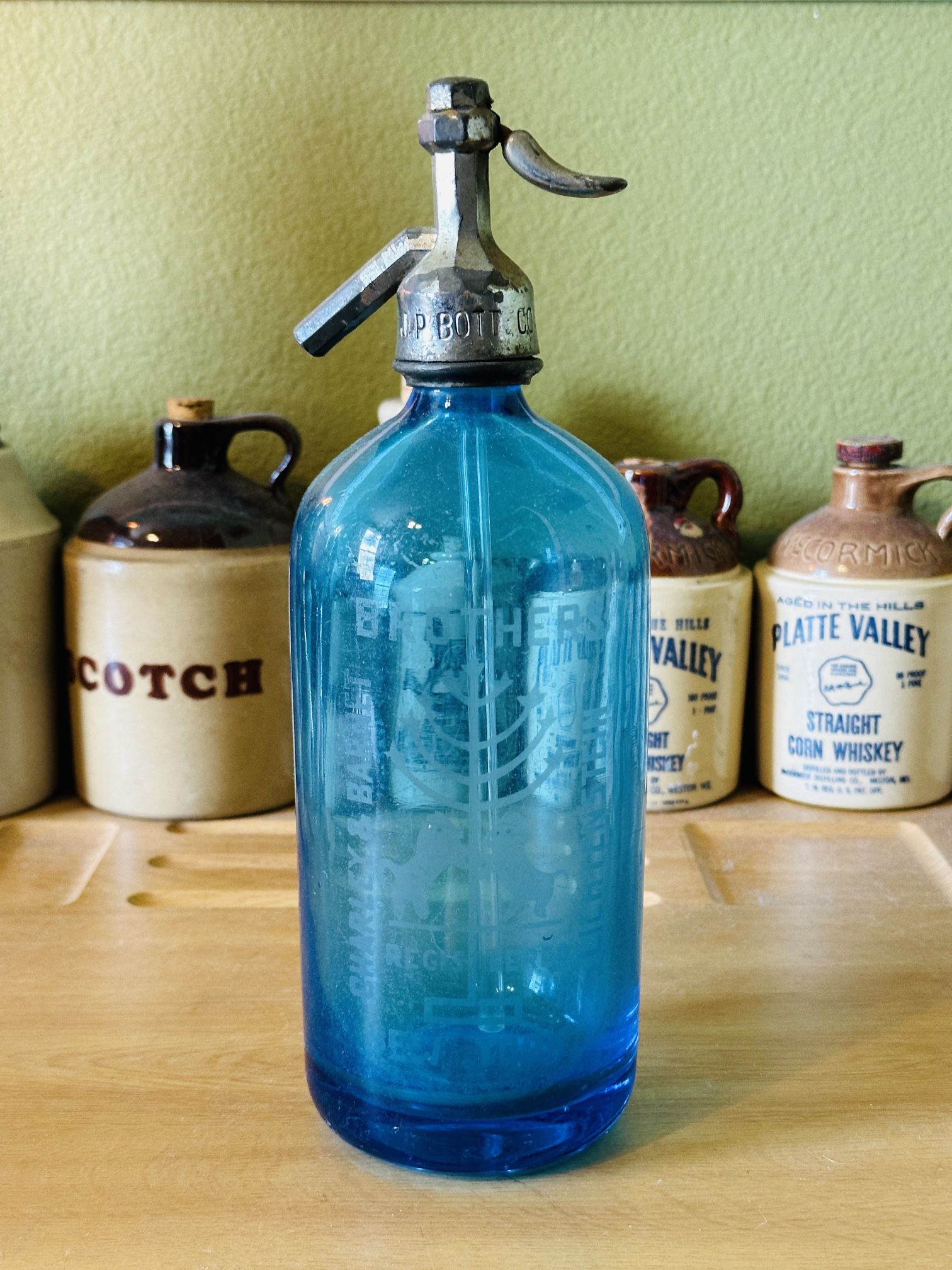 Antique Seltzer Bottle Blue 