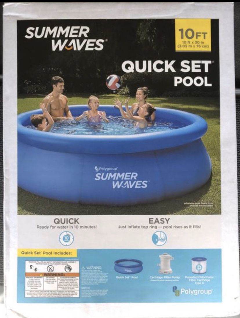 Summer Waves 10 ft X 30 in Quick Set Swimming Pool - Entire Set w Filter & Pump Included