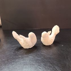 Pair Of A. Santini Dove Love Birds Hand Carved Made In Italy