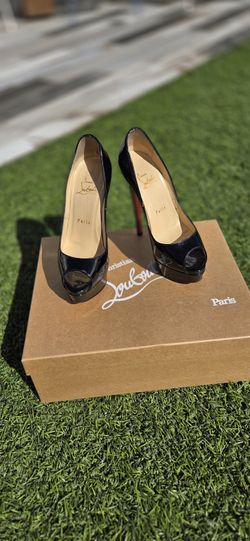 Christian Louboutin Lady Peep 150 - Black Patent - EU 35 (US 5)