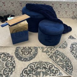  2  Ottoman  With Storage  Plus Side Table And Rugs
