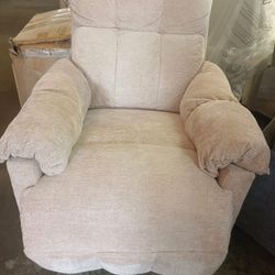 Rocker Recliner Chair, Overstuffed Chenille Upholstery, Padded Armrests, Infinite Recline, 350 lb Capacity, for Living Room, Beige $1