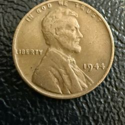 RARE 1944 Wheat Penny No Mint Mark/L in Liberty On Rim Error Cent