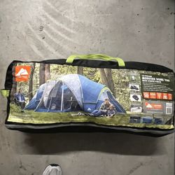 Dome Tent Ozark Trail 10-Person Family Camping Tent with 3 Rooms and Screen Porch, Blue