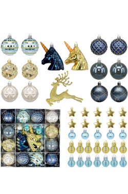 44 Pcs Ball Ornaments, Colorful Variety Shatterproof Ornaments with Hanging Loops for Christmas Tree Decoration, Holiday, Wedding, Party