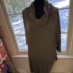 Anna Jane X Large Rayon Forest Green Cowl Neck Short Sleeve Top 