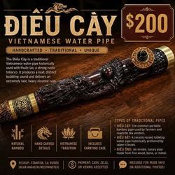 Vintage Vietnamese Äiįŗæu CĆ y Water Pipe ā Hand Carved Dragon | Display or Collection