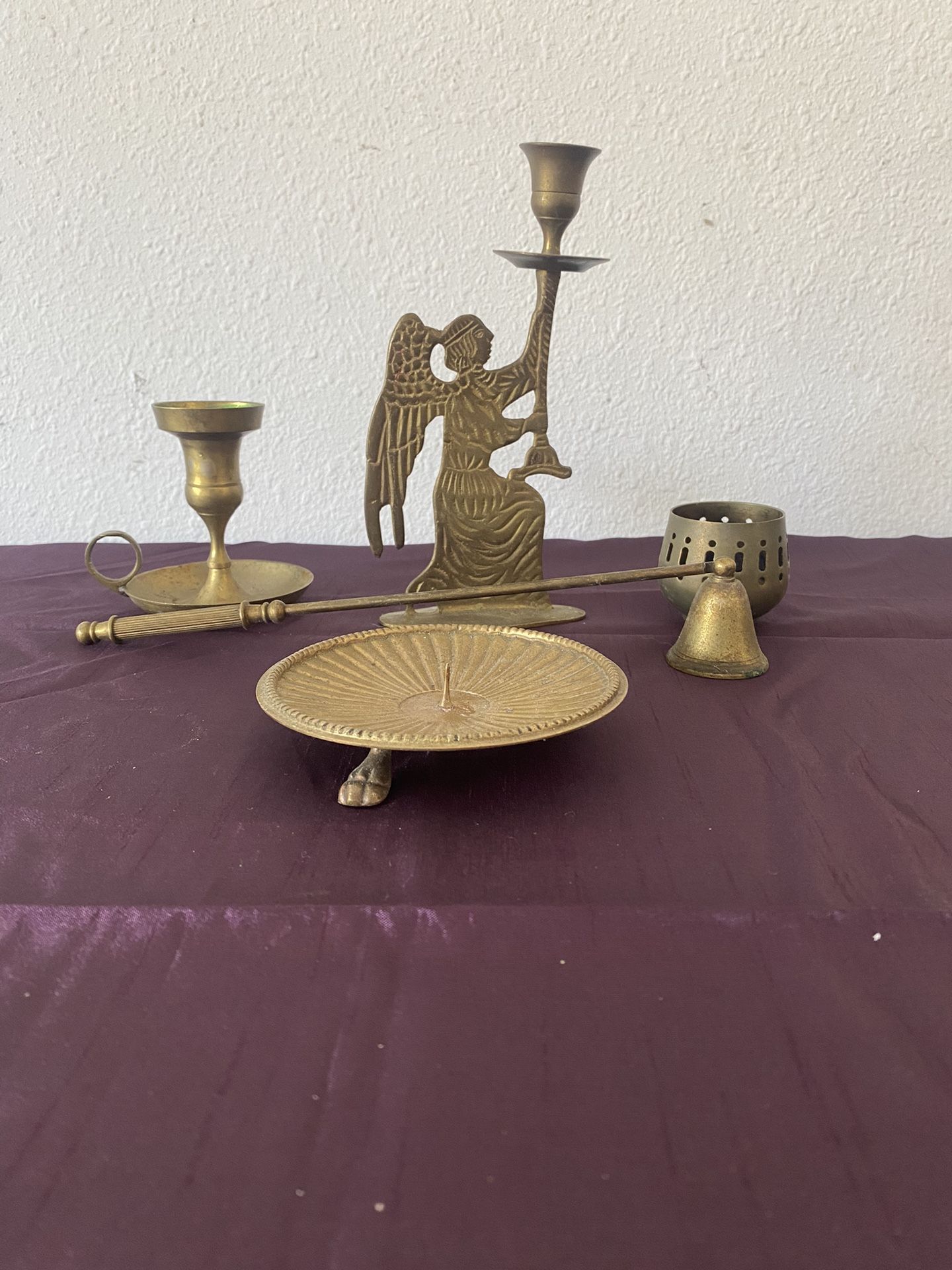 Brass Candle holders & Accessories Lot Of 5