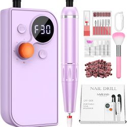 Portable Nail Drill Professional, 30000RPM for Acrylic/Gel Nails faster removal, Rechargeable