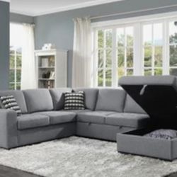 Home Garden $20 Down Financing Or Cash Solomon 4-Piece Sectional With Pull-Out Bed And Right Chaise With Hidden Storage

