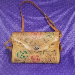 Tooled Leather Purse 12.5" Wide X 9" Tall Price Is Firm Cash Only 