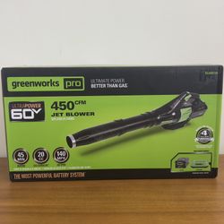 Greenworks Pro Cordless Leaf Blower,  60V 450 CFM , 2.0 Ah Battery and Rapid Charger **Brand New**