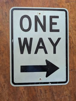 Vintage One Way Metal Street Sign 24" tall, 18" wide