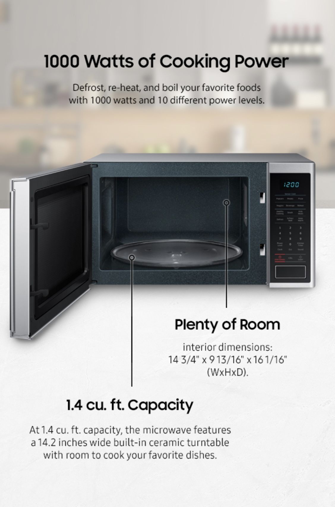 Samsung MS14K6000AS/AA MS14K6000 Speed-Cooking-Microwave-ovens, 1.4 cu. ft, Stainless Steel