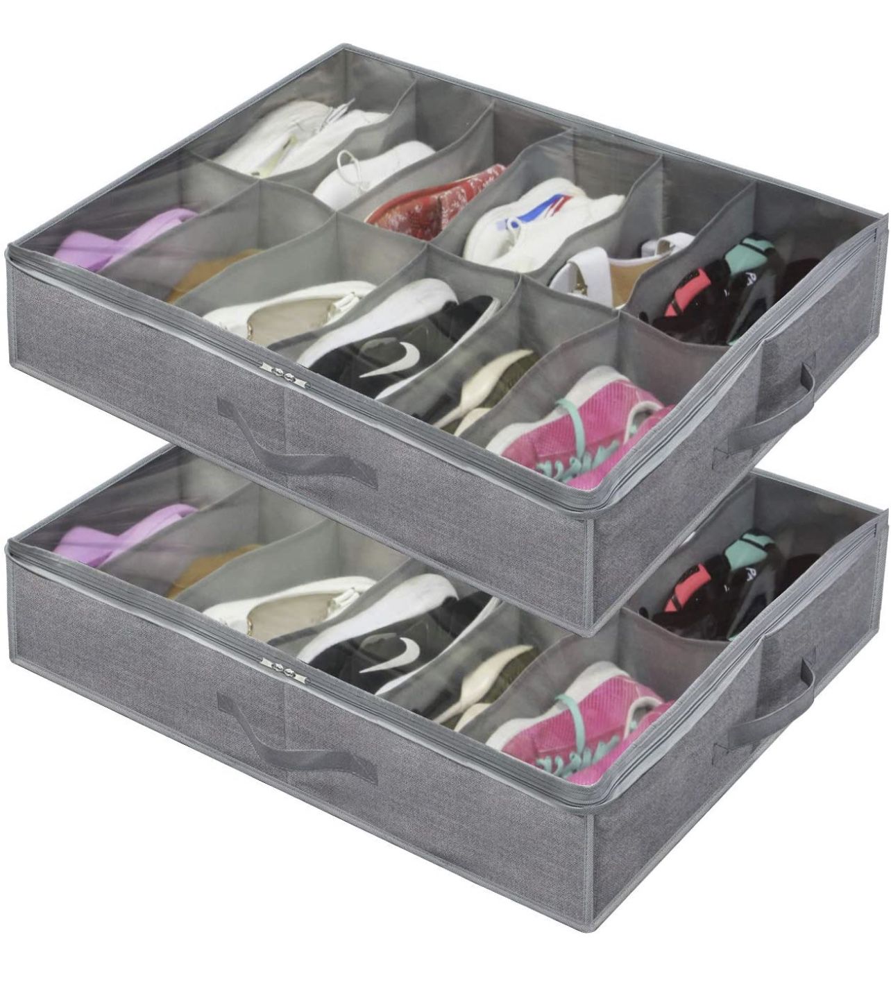 🆕 Breathable Large Under Bed Shoe Organizer (12 Pairs x 2)