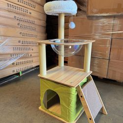 Cat Tree Cat Climbing Frame Stable Wooden Cat Rack Big Cat Treehouse with Scratch-Resistant Cat Scratching Post Cat Tower