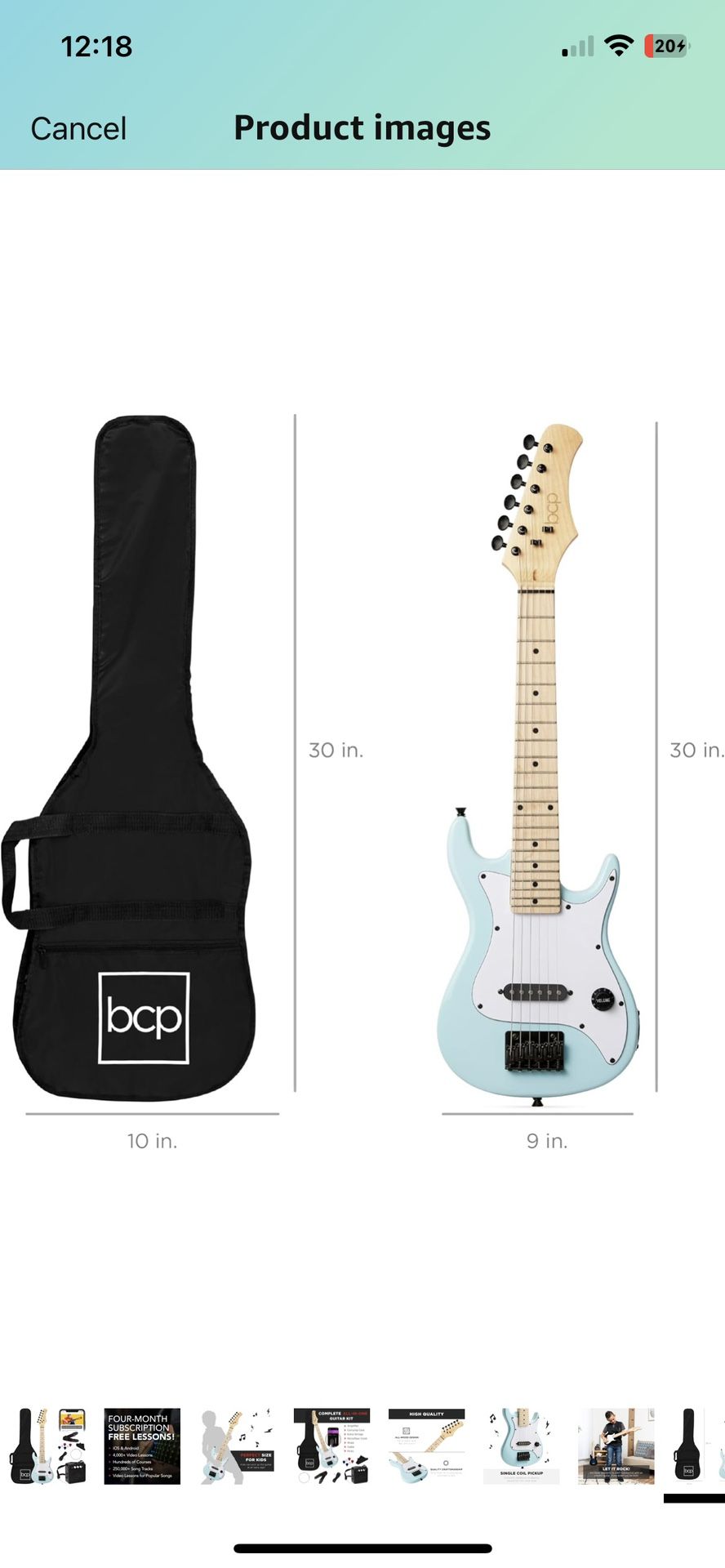 Kids Electric Guitar (Light Blue) Beginner Starter Kit
