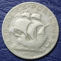 1934 Portugal 5 Escudos Silver Coin