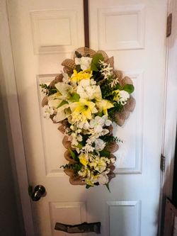 Floral cross wreath