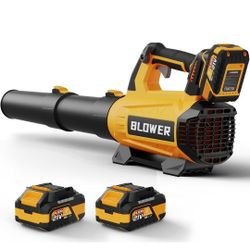 Leaf Blower Cordless (Upgraded) - 630CFM/160MPH, 21V Powerful Electric Cordless Leaf Blower with 2 x 4.0Ah Batteries and Charger, Battery Powered Leaf