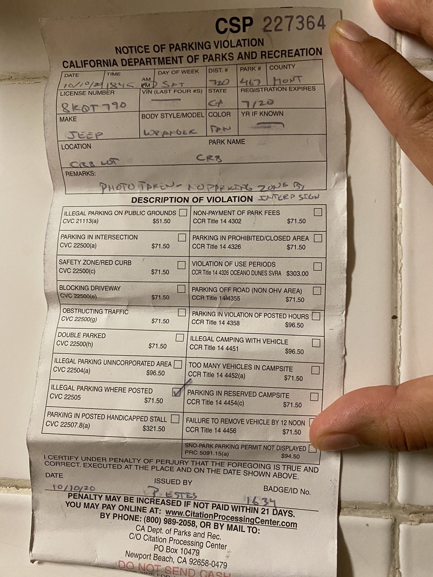 Help Pay Parking Ticket