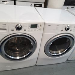 LG Front Load Washer And Stackable Gas Dryer Set 