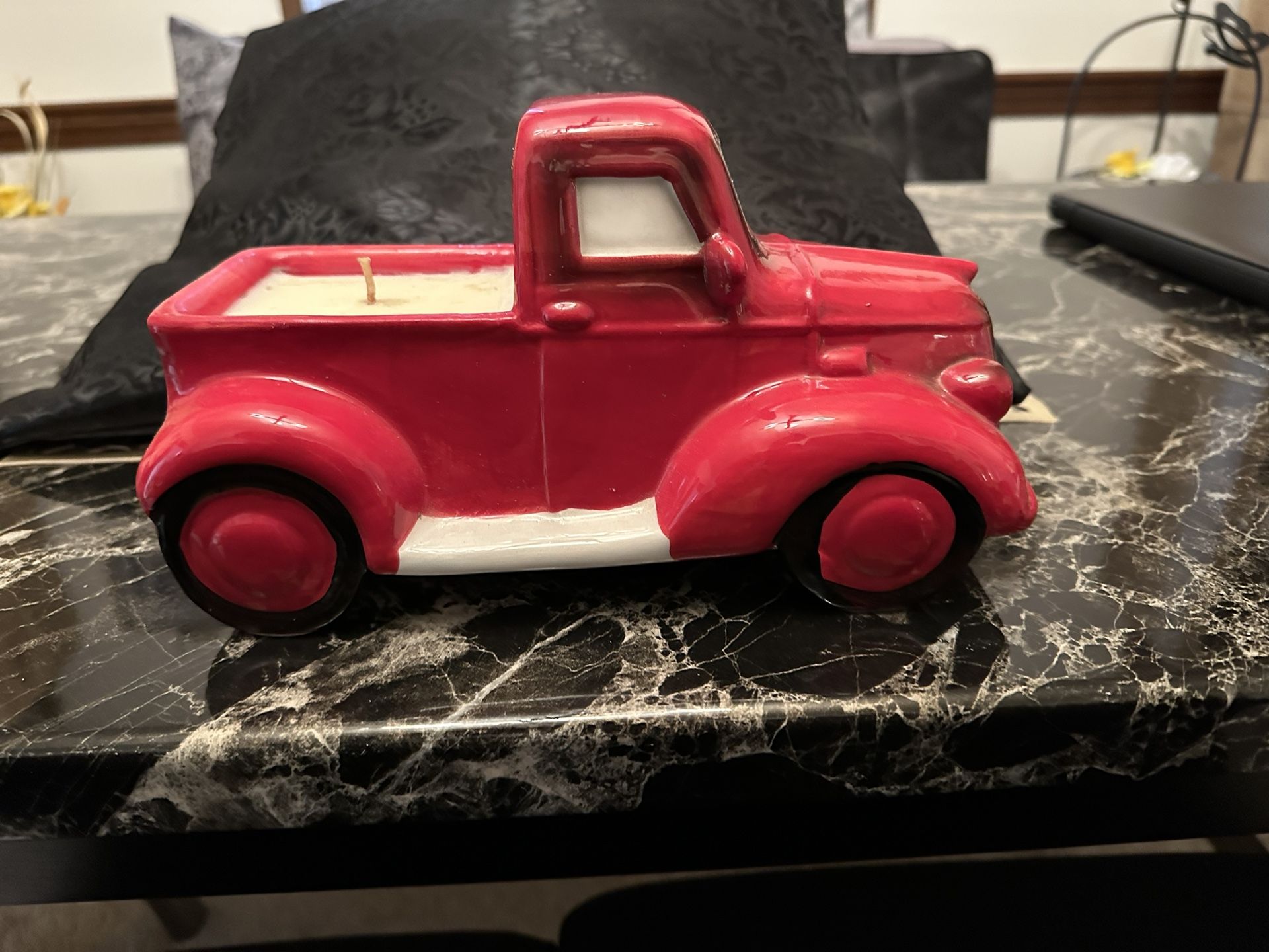 Red Ceramic Truck With Candle