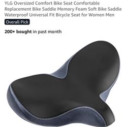 YLG Oversized Comfort Bike Seat Comfortable Replacement Bike Saddle Memory Foam Soft Bike Saddle Waterproof Universal Fit Bicycle Seat for Women Men