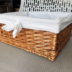 Rectangular Wicker Storage Basket with Removable Washable Liner Willow Woven Containers (Size : 12x9x6in)