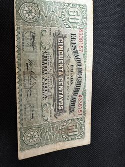 Estado De Chihuahua 50 Cetavos 1914 Revolicionario