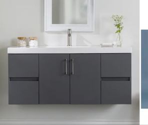 DIAMOND VIENNA GREY SINGLE SINK FLOATING BATHROOM VANITY WITH CULTURED MARBLE TOP..48 IN..NEW..$ 500