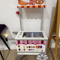 Melissa & Doug Wooden Snacks and Sweets Food Cart - 40+ Play Food pc, Reversible Awning: Educational Play Kitchen