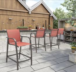 Aluminum Outdoor Bar Stool in Orange (4-Pack)